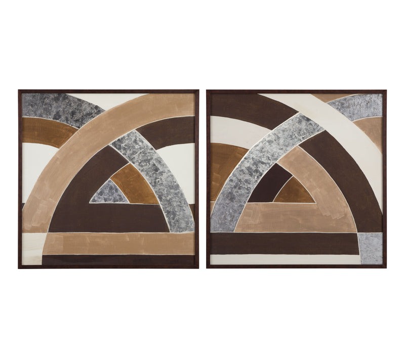 Neutral Geometry - Framed Print (Set of 2) - Brown