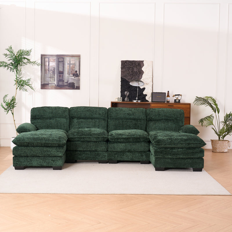 U-Shaped Profile Sofa, Including Two Single Seats And Two Chaise, Modular Sofa, Chenille Sofa