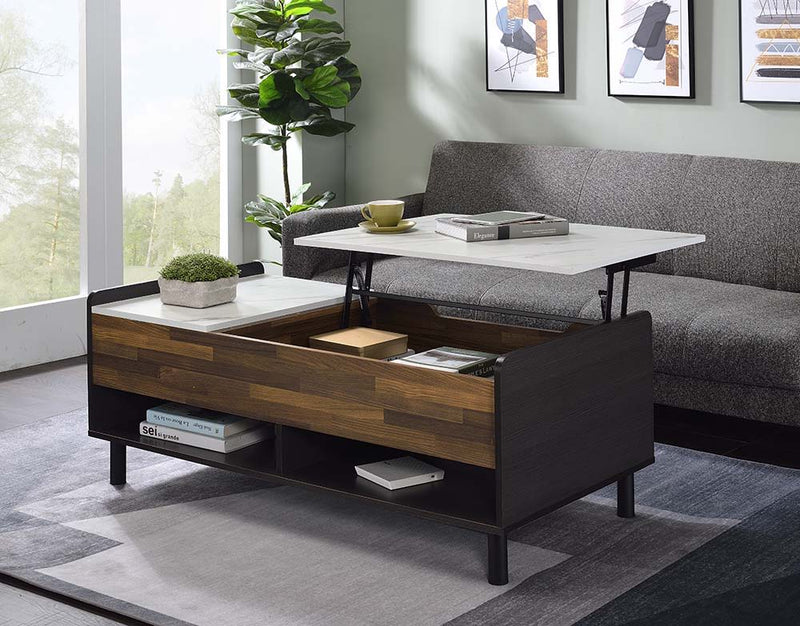 Axel - Coffee Table - Marble, Walnut & Black Finish - Grand Furniture GA