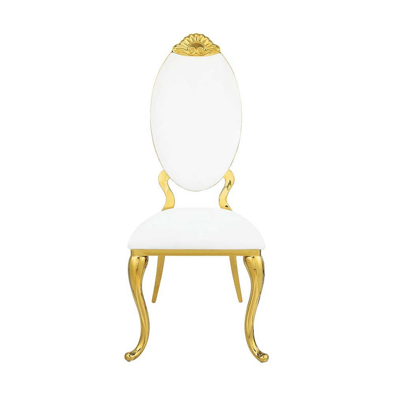 Fallon - Side Chair (Set of 2) - White PU & Mirroed Gold Finish - Grand Furniture GA