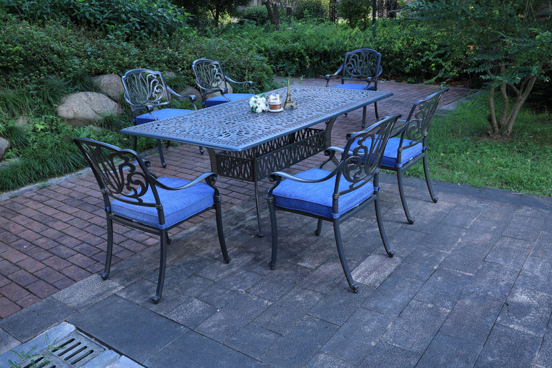 Rectangular 84.2" Long Dining Set With Sunbrella Cushions