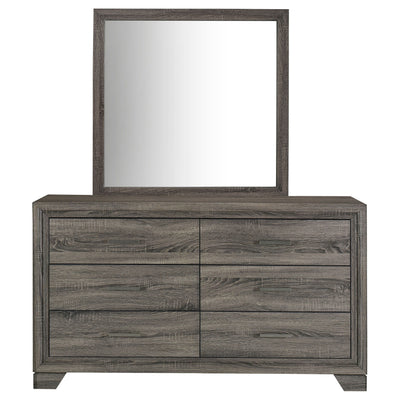 Wright - 6-Drawer Dresser And Mirror - Brown Oak