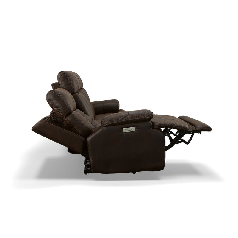 Clive - Power Reclining Sofa with Power Headrests & Lumbar - Dark Brown