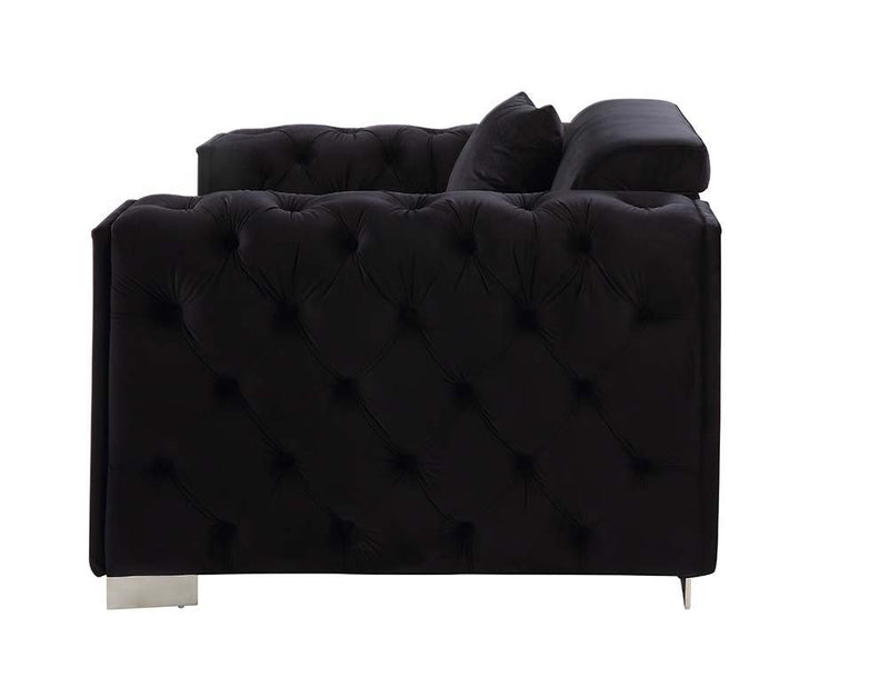 Trislar - Loveseat - Black Velvet - Grand Furniture GA