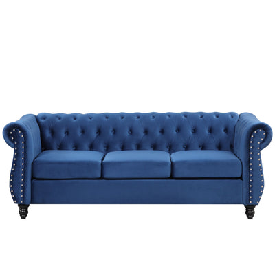 Modern Sofa Dutch Plush Upholstered Sofa, Wood Legs, Buttoned Tufted Backrest