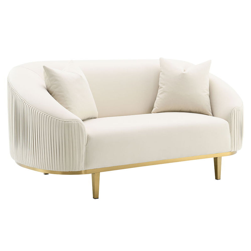 Martina - Loveseat With 2 Pillows - Ivory Velvet