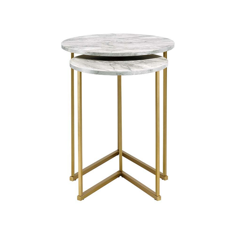 Garo - Accent Table - Faux Marble & Gold Finish - 24" - Grand Furniture GA