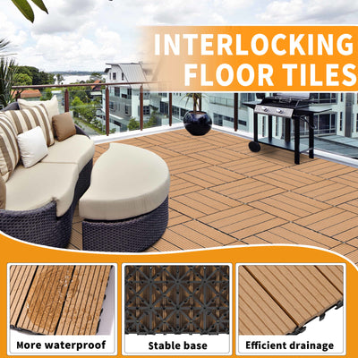 Plastic Interlocking Deck Tiles, Patio Flooring Outdoor Waterproof All Weather Use For Garden Poolside Front / Back Yard