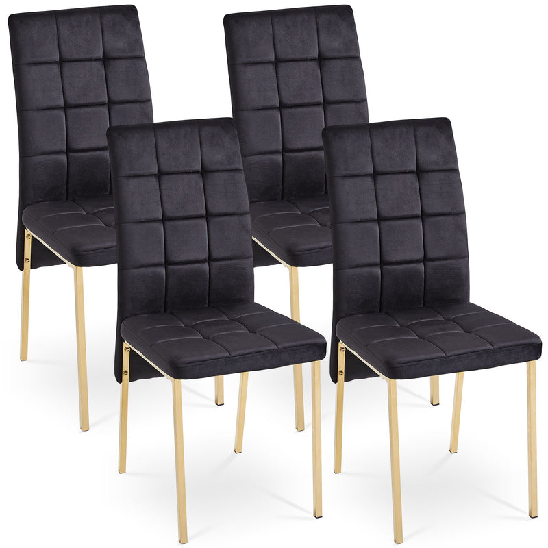 Velvet High Back Nordic Dining Chair Modern Chair With Golden Color Legs