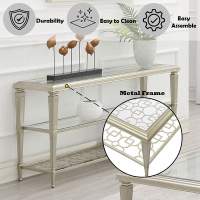 Zaba - Sofa Table - Glass Top & Silver