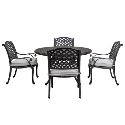 Stylish Outdoor 5 Piece Aluminum Dining Set With Cushion (4 Arm Chairs And Table) - Sandstorm