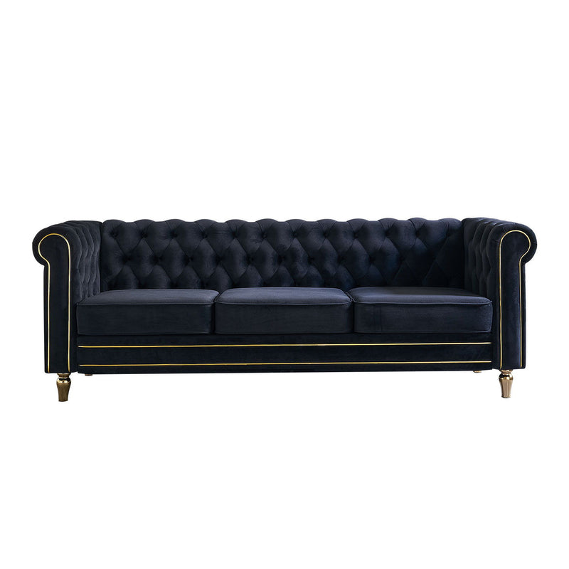 Chesterfield - Velvet Sofa 84.65" For Living Room