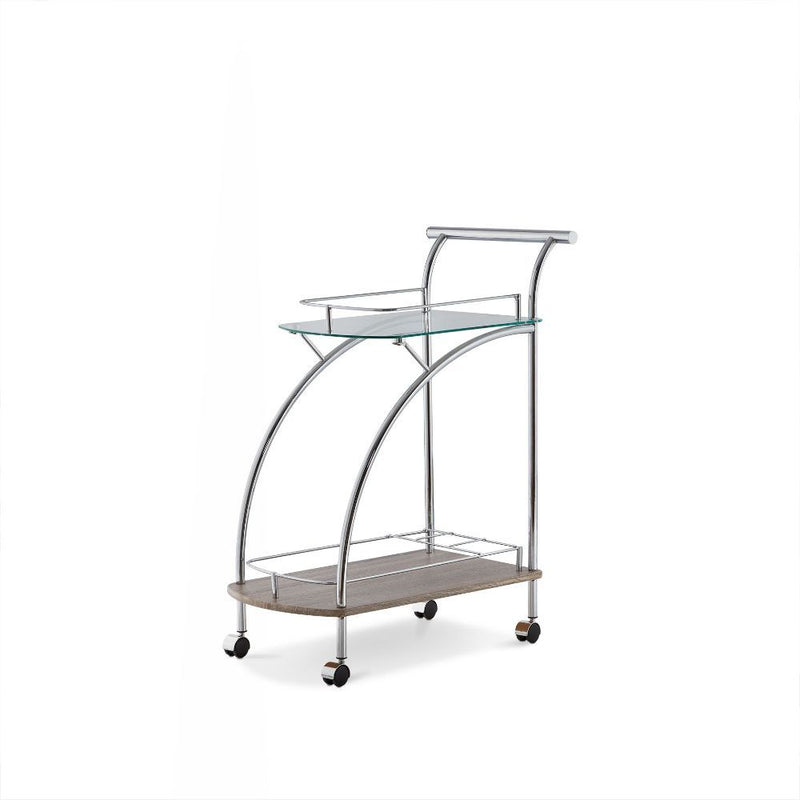 Badin - Serving Cart - Chrome & Clear Glass - Grand Furniture GA