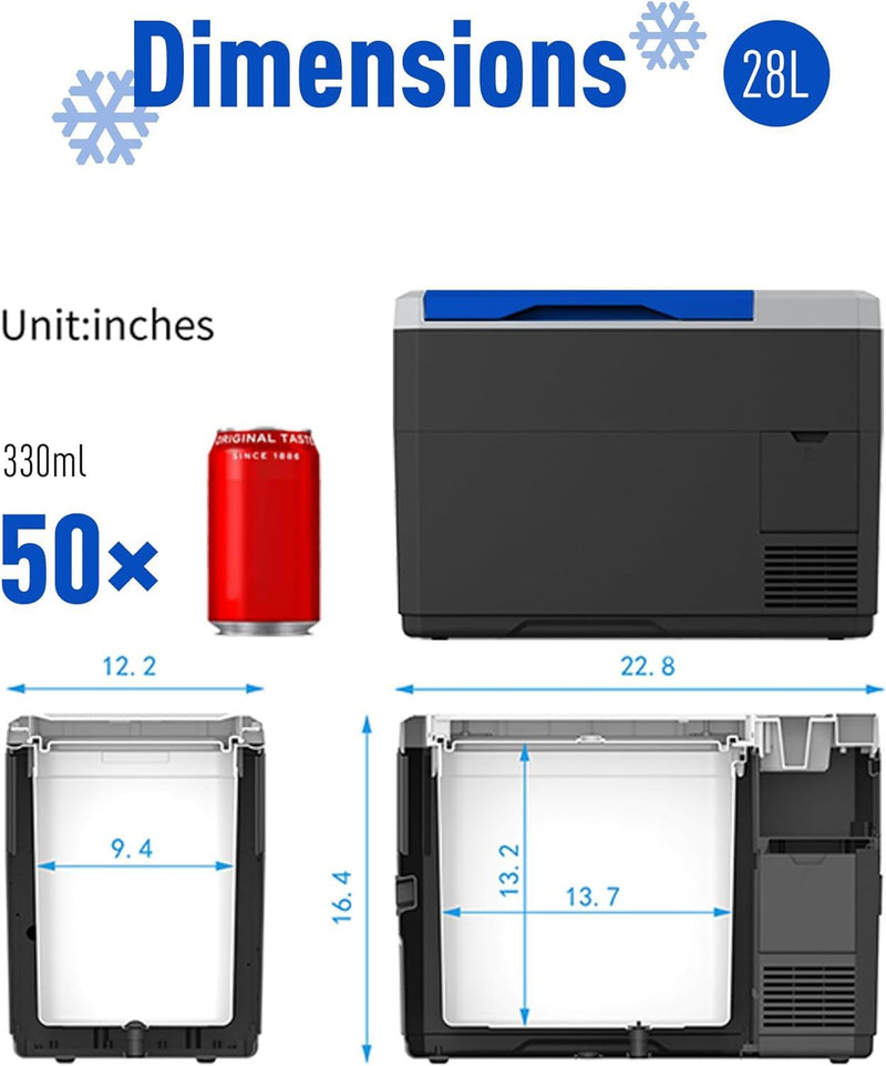 Portable Refrigerator, Car Freezer With App Control, 12V, 45W Low Noice Cooler For Rv, Boat