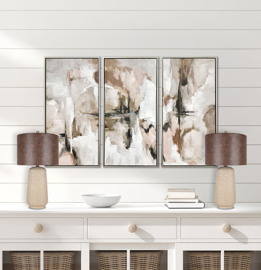"Rustic Harmony" Ceramic Table Lamp (Set of 2) - Rock
