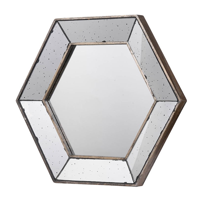 Hexagon Wall Mirror With Traditional Silver Finish, Home Decor Accent Mirror For Living Room - Silver