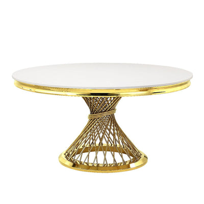 Fallon - Dining Table - Faux Marble Top & Mirrored Gold Finish - Grand Furniture GA