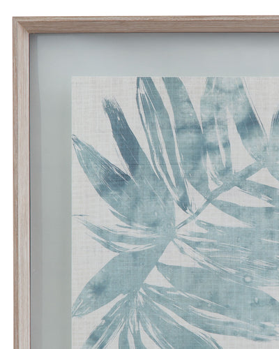 Burlap Ocean Palm - Framed Print (Set of 4) - Light Blue