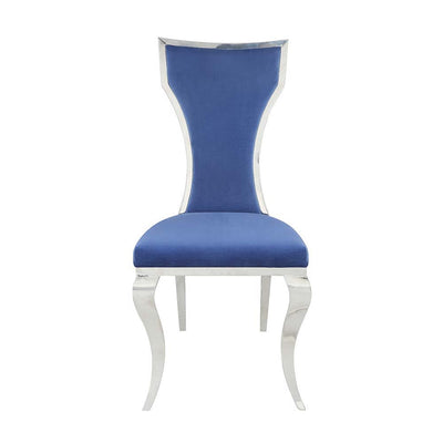 Azriel - Side Chair (Set of 2) - Blue Velvet & Mirroed Silver Finish - Grand Furniture GA