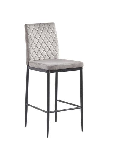 Bar Stool, Velvet Stool, Modern Bar Chair, Bar Stool With Metal Legs, Kitchen Stool, Dining Chair (Set of 2) - Light Gray