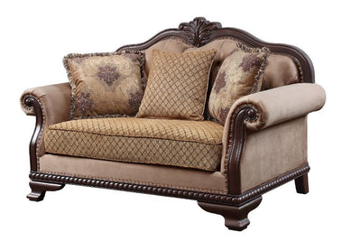 Chateau De Ville - Loveseat - Fabric & Espresso Finish - Grand Furniture GA