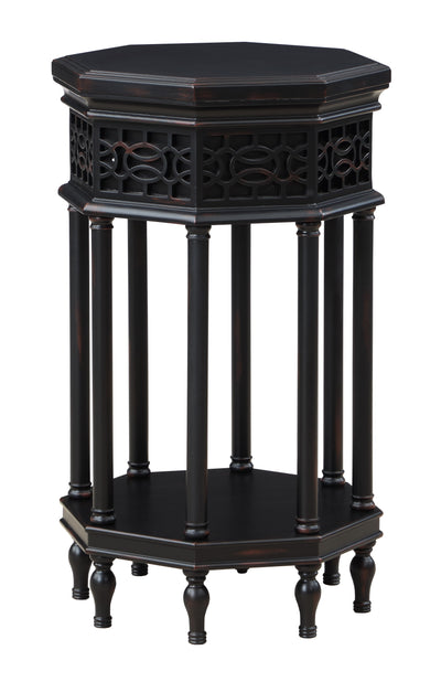 Coalmont - Octagonal Accent Table - Distressed Black