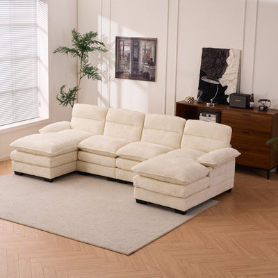 U-Shaped Profile Sofa, Including Two Single Seats And Two Chaise, Modular Sofa, Chenille Sofa