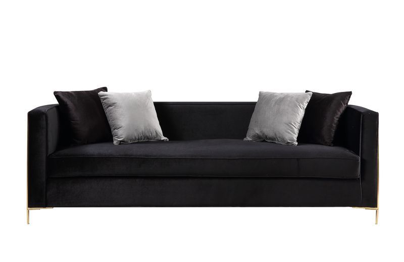 Fergal - Sofa - Black Velvet & Gold Finish - Grand Furniture GA