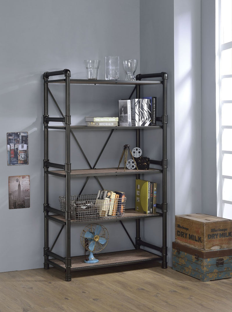 Caitlin - Bookshelf - Rustic Oak & Black - Grand Furniture GA