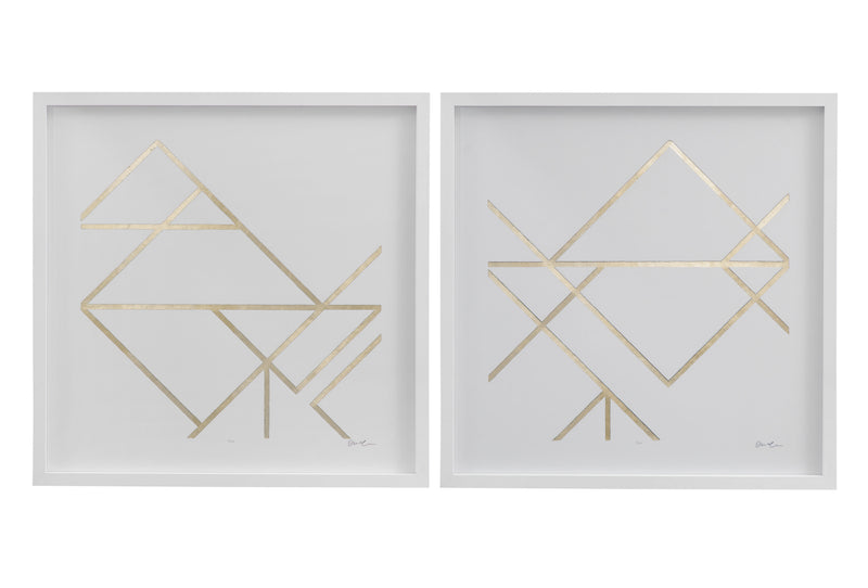 Gilded Angle - Framed Print (Set of 2) - White