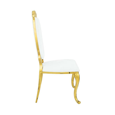 Fallon - Side Chair (Set of 2) - White PU & Mirroed Gold Finish - Grand Furniture GA