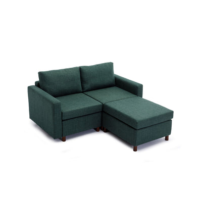 2 Seat Module Sectional Sofa Couch With 2 Ottoman For Living Room, Seat Cushion And Back Cushion Non-Removable And Non-Washable