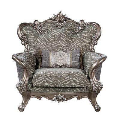 Elozzol - Chair With Pillow - Fabric & Antique Bronze Finish - Wood - Grand Furniture GA