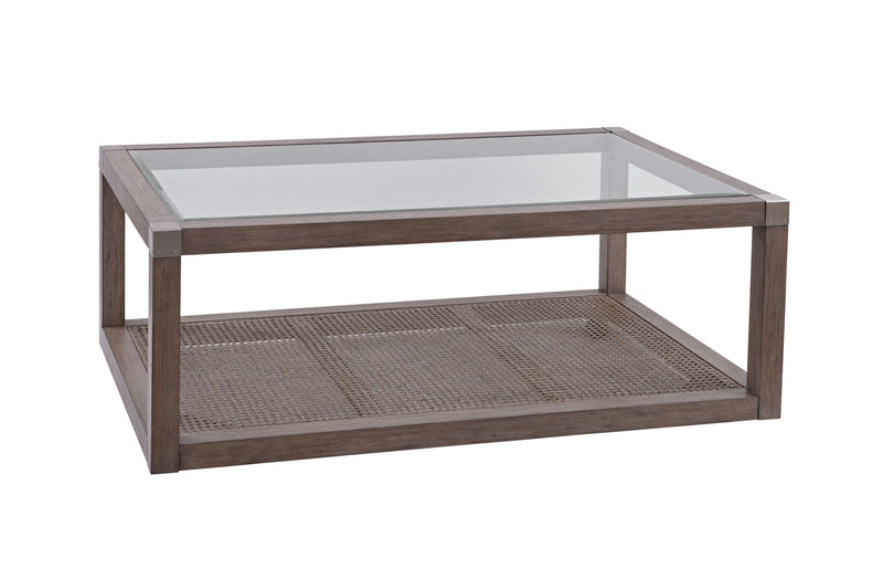 Calum - Cocktail Table - Driftwood Gray/Cane/ Brushed Nickel