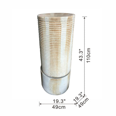 Tall Large Round Ribbed Tower Water Fountain, Verge Bronze, Cement Outdoor Bird Feeder / Bath Fountain