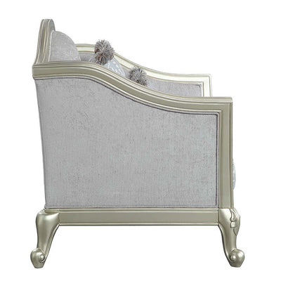 Qunsia - Chair - Light Gray Linen & Champagne Finish - Grand Furniture GA