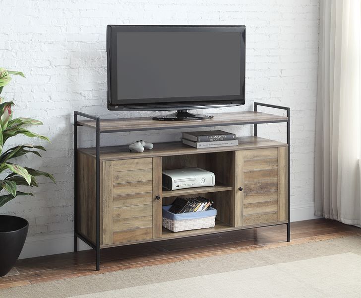 Baina - TV Stand - Rustic Oak & Black Finish - Grand Furniture GA