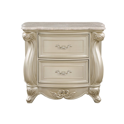 Monique - Nightstand With Marble Top - Champagne