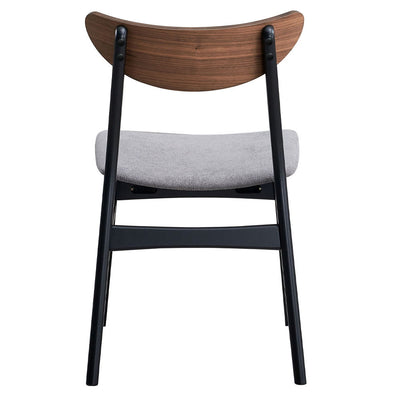 Rebi - Side Chair (Set of 2) - Gray Linen, Walnut & Black Finish