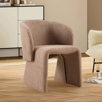 Modern Accent Chair Brown Single Sofa Chair, Upholstered Side Chair Teddy Comfy Chair For Dining Room / Bedroom / Living Room / Reception