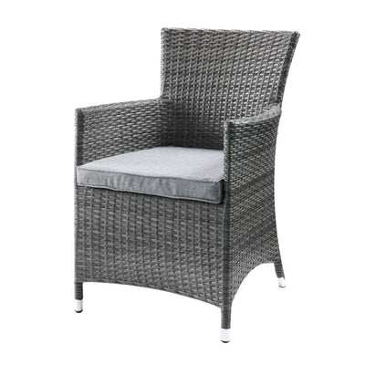 Tashelle - Patio Bistro Set - Gray Fabric & Gray Wicker - Grand Furniture GA