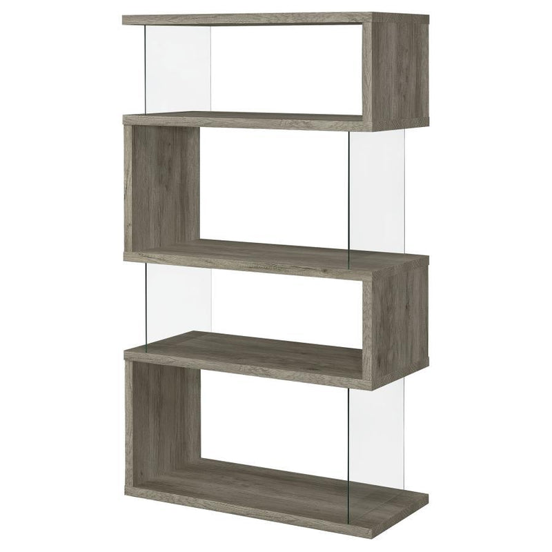 Emelle - 4-Shelf Glass Panel Bookshelf