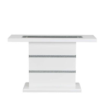 Elizaveta - Console Table - Faux Crystal Diamonds & White High Gloss Finish - Grand Furniture GA