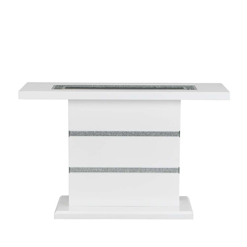 Elizaveta - Console Table - Faux Crystal Diamonds & White High Gloss Finish - Grand Furniture GA