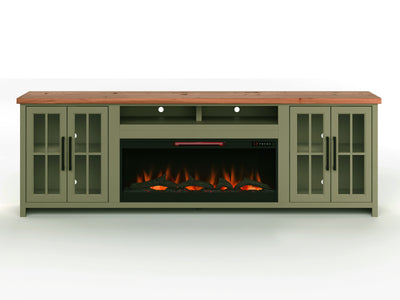 Vineyard - 97" Fireplace TV Stand Console For TVs Up To 100 "Es - Sage Green And Fruitwood Finish