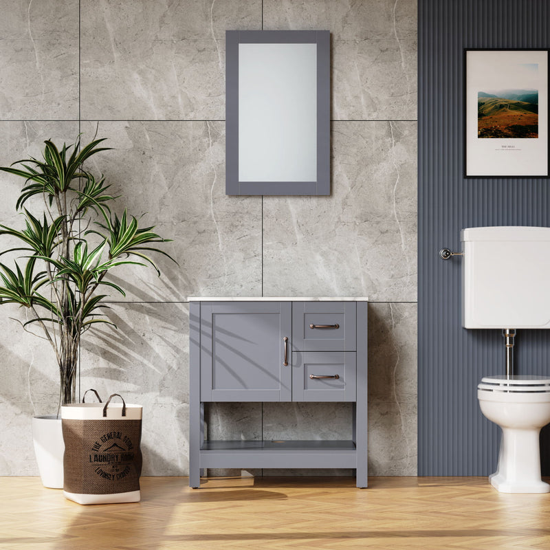 Bathroom Vanity With Mirror And Top Only - Gray