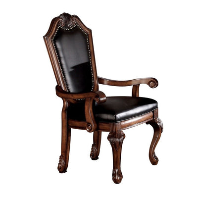 Chateau De Ville - Chair (Set of 2) - Black PU & Cherry - Grand Furniture GA