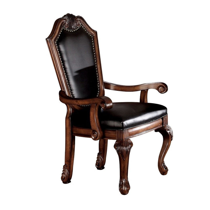 Chateau De Ville - Chair (Set of 2) - Black PU & Cherry - Grand Furniture GA