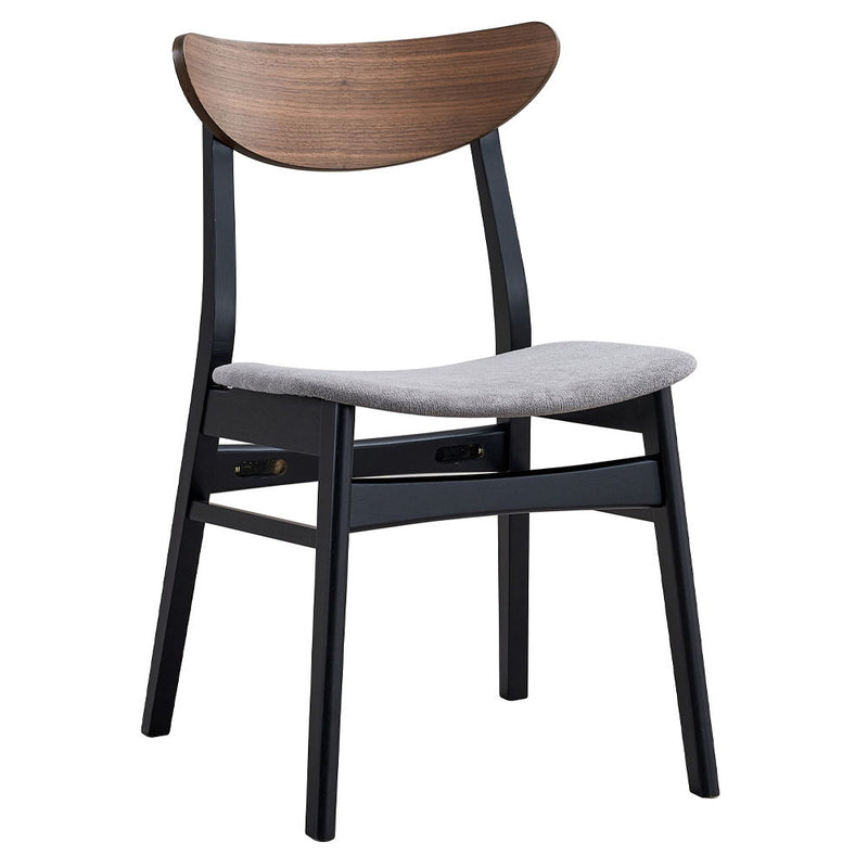 Rebi - Side Chair (Set of 2) - Gray Linen, Walnut & Black Finish