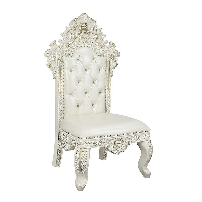 Adara - Side Chair (Set of 2) - White PU & Antique White Finish - Grand Furniture GA